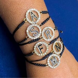 Macrame Letter Bracelets, With Enamel Initials A F N M S R Bling